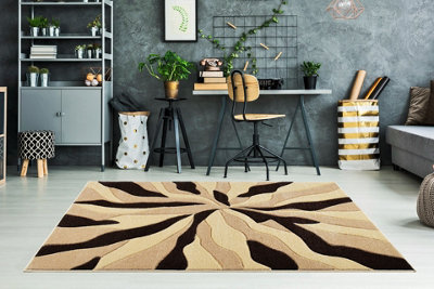 Smart Living Modern Thick Soft Carved Area RugLiving Room CarpetKitchen FloorBedroom Soft Rugs 160Cm X 230CmBeige Brown from B&Q