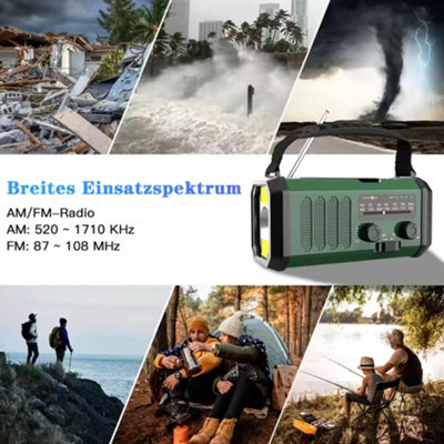 Hand Crank Emergency Radio, 10000mAh/37000mWh Solar Powered AM/FM/NOAA Weather Radio With Multifunction LED Flashlight And Mobile Phone Charger For Indoor/Outdoor Emergencies