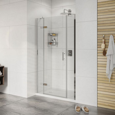  - Dezine Elite 1400 X 800mm Frameless 8mm Hinged Door Enclosure With 2 Inline Panels