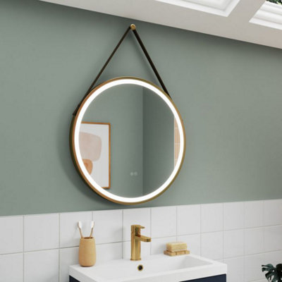 Dezine 600mm Round Brushed Brass Illuminated Mirror With Touch Sensor from B&Q