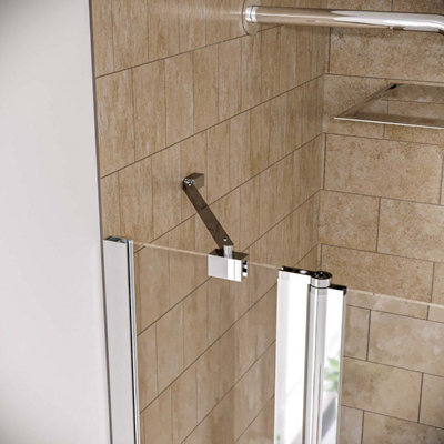 1000mm Curved Glass Bath Screen Swing Door & Towel Bar Chrome  Athens - 5