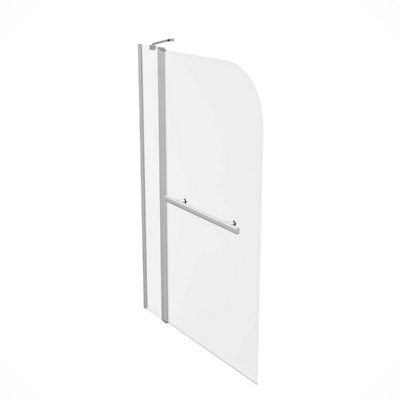 1000mm Curved Glass Bath Screen Swing Door & Towel Bar Chrome  Athens - 7