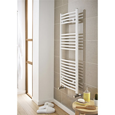 1000mm (H) x 300mm (W) - Vertical CURVED - 22mm - White - Bathroom Towel Rail - (Clifton Rail) -(1.0m x 0.3m)