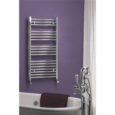 1000mm (H) x 300mm (W) - Vertical CURVED - 25mm - Chrome - Bathroom Towel Rail - (Clifton Rail) -(1.0m x 0.3m)