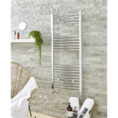 1000mm (H) x 500mm (W) - Vertical CURVED - 22mm - Chrome - Bathroom ...