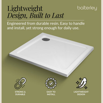 1000mm Premium Square Shower Tray - White - 3