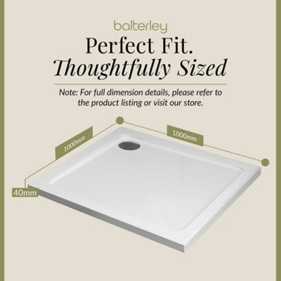 1000mm Premium Square Shower Tray - White - 4