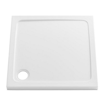 1000mm Square Shower Tray - STONE RESIN - With FREE Fast Flow Waste