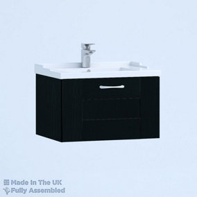 1000mm Traditional 1 Drawer Wall Hung Bathroom Vanity Basin Unit (Fully Assembled) - Cartmel Woodgrain Anthracite