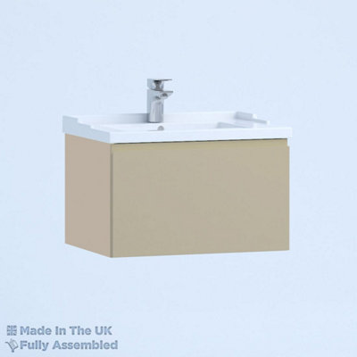 1000mm Traditional 1 Drawer Wall Hung Bathroom Vanity Basin Unit (Fully Assembled) - Lucente Gloss Cashmere