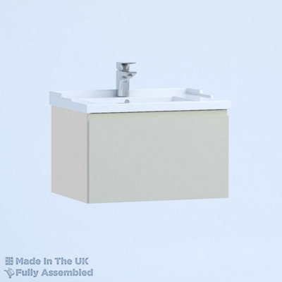 1000mm Traditional 1 Drawer Wall Hung Bathroom Vanity Basin Unit (Fully Assembled) - Lucente Gloss Light Grey