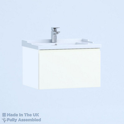 1000mm Traditional 1 Drawer Wall Hung Bathroom Vanity Basin Unit (Fully Assembled) - Lucente Gloss White
