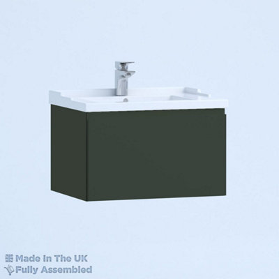 1000mm Traditional 1 Drawer Wall Hung Bathroom Vanity Basin Unit (Fully Assembled) - Lucente Matt Fir Green Price Comparisons | Compare The Build