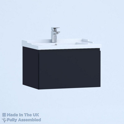 1000mm Traditional 1 Drawer Wall Hung Bathroom Vanity Basin Unit (Fully Assembled) - Lucente Matt Indigo Price Comparisons | Compare The Build
