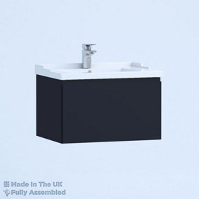 1000mm Traditional 1 Drawer Wall Hung Bathroom Vanity Basin Unit (Fully Assembled) - Lucente Matt Indigo