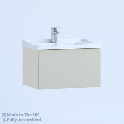 1000mm Traditional 1 Drawer Wall Hung Bathroom Vanity Basin Unit (Fully Assembled) - Lucente Matt Light Grey