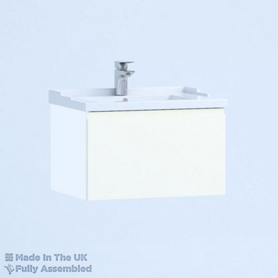 1000mm Traditional 1 Drawer Wall Hung Bathroom Vanity Basin Unit (Fully Assembled) - Lucente Matt White