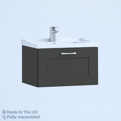 1000mm Traditional 1 Drawer Wall Hung Bathroom Vanity Basin Unit (Fully Assembled) - Oxford Matt Anthracite Price Comparisons | Compare The Build