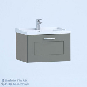 1000mm Traditional 1 Drawer Wall Hung Bathroom Vanity Basin Unit (Fully Assembled) - Oxford Matt Dust Grey