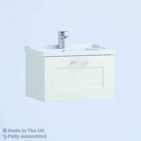 1000mm Traditional 1 Drawer Wall Hung Bathroom Vanity Basin Unit (Fully Assembled) - Oxford Matt Ivory