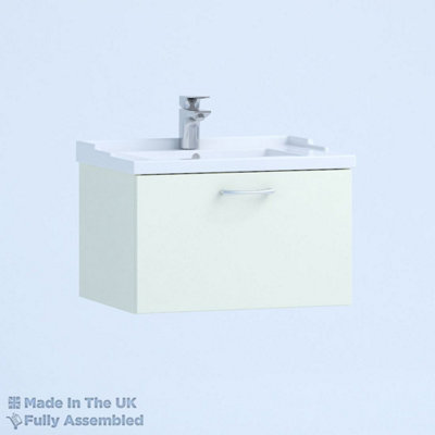 1000mm Traditional 1 Drawer Wall Hung Bathroom Vanity Basin Unit (Fully Assembled) - Vivo Gloss Ivory