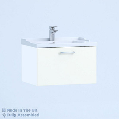 1000mm Traditional 1 Drawer Wall Hung Bathroom Vanity Basin Unit (Fully Assembled) - Vivo Gloss White