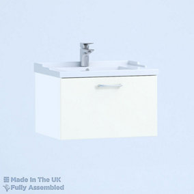 1000mm Traditional 1 Drawer Wall Hung Bathroom Vanity Basin Unit (Fully Assembled) - Vivo Gloss White