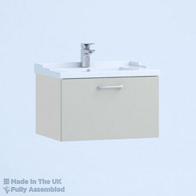 1000mm Traditional 1 Drawer Wall Hung Bathroom Vanity Basin Unit (Fully Assembled) - Vivo Matt Light Grey