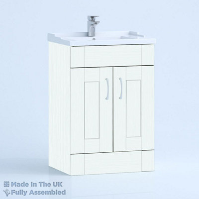 1000mm Traditional 2 Door Floor Standing Bathroom Vanity Basin Unit (Fully Assembled) - Cambridge Solid Wood Ivory