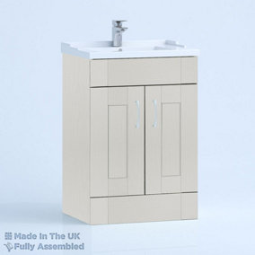 1000mm Traditional 2 Door Floor Standing Bathroom Vanity Basin Unit (Fully Assembled) - Cambridge Solid Wood Light Grey