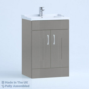 1000mm Traditional 2 Door Floor Standing Bathroom Vanity Basin Unit (Fully Assembled) - Cartmel Woodgrain Dust Grey