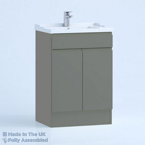 1000mm Traditional 2 Door Floor Standing Bathroom Vanity Basin Unit (Fully Assembled) - Lucente Gloss Dust Grey