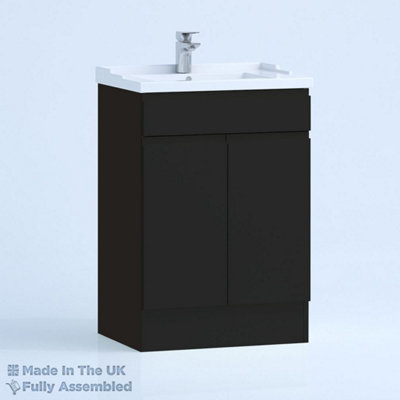 1000mm Traditional 2 Door Floor Standing Bathroom Vanity Basin Unit (Fully Assembled) - Lucente Matt Anthracite