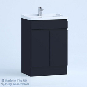 1000mm Traditional 2 Door Floor Standing Bathroom Vanity Basin Unit (Fully Assembled) - Lucente Matt Indigo