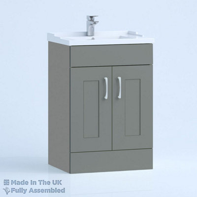 1000mm Traditional 2 Door Floor Standing Bathroom Vanity Basin Unit (Fully Assembled) - Oxford Matt Dust Grey