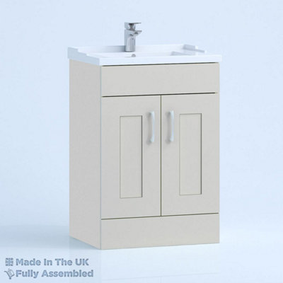 1000mm Traditional 2 Door Floor Standing Bathroom Vanity Basin Unit (Fully Assembled) - Oxford Matt Light Grey