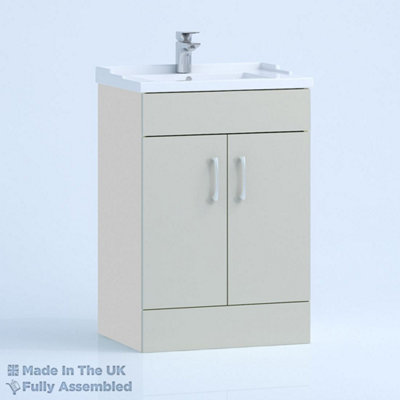 1000mm Traditional 2 Door Floor Standing Bathroom Vanity Basin Unit (Fully Assembled) - Vivo Matt Light Grey