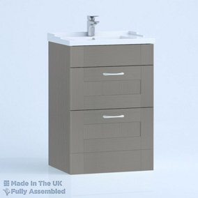 1000mm Traditional 2 Drawer Floor Standing Bathroom Vanity Basin Unit (Fully Assembled) - Cambridge Solid Wood Dust Grey