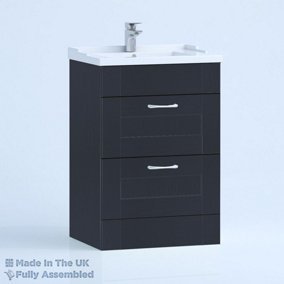 1000mm Traditional 2 Drawer Floor Standing Bathroom Vanity Basin Unit (Fully Assembled) - Cambridge Solid Wood Indigo