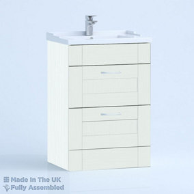 1000mm Traditional 2 Drawer Floor Standing Bathroom Vanity Basin Unit (Fully Assembled) - Cambridge Solid Wood Ivory