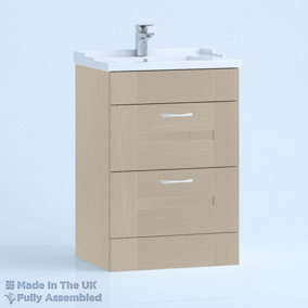 1000mm Traditional 2 Drawer Floor Standing Bathroom Vanity Basin Unit (Fully Assembled) - Cartmel Woodgrain Cashmere