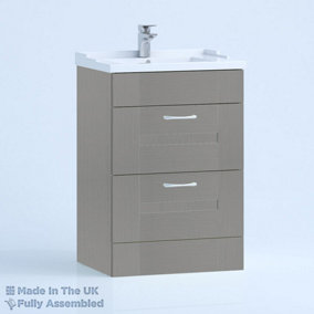1000mm Traditional 2 Drawer Floor Standing Bathroom Vanity Basin Unit (Fully Assembled) - Cartmel Woodgrain Dust Grey
