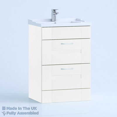 1000mm Traditional 2 Drawer Floor Standing Bathroom Vanity Basin Unit (Fully Assembled) - Cartmel Woodgrain White Price Comparisons | Compare The Build