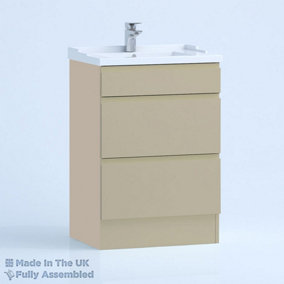 1000mm Traditional 2 Drawer Floor Standing Bathroom Vanity Basin Unit (Fully Assembled) - Lucente Gloss Cashmere