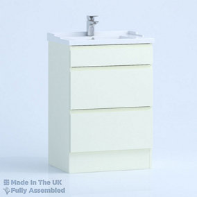 1000mm Traditional 2 Drawer Floor Standing Bathroom Vanity Basin Unit (Fully Assembled) - Lucente Gloss Cream