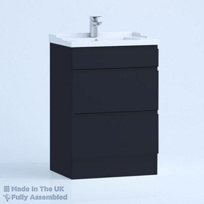 1000mm Traditional 2 Drawer Floor Standing Bathroom Vanity Basin Unit (Fully Assembled) - Lucente Matt Indigo Price Comparisons | Compare The Build