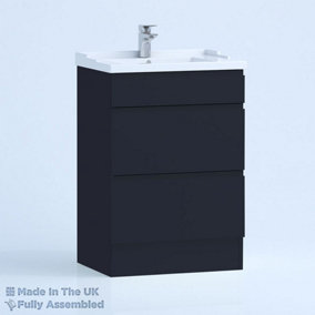 1000mm Traditional 2 Drawer Floor Standing Bathroom Vanity Basin Unit (Fully Assembled) - Lucente Matt Indigo