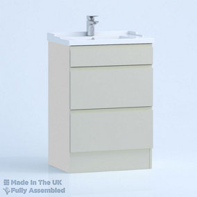 1000mm Traditional 2 Drawer Floor Standing Bathroom Vanity Basin Unit (Fully Assembled) - Lucente Matt Light Grey