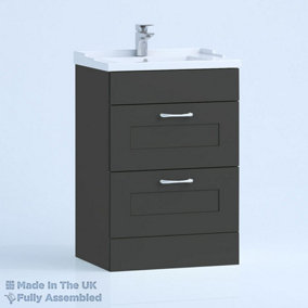 1000mm Traditional 2 Drawer Floor Standing Bathroom Vanity Basin Unit (Fully Assembled) - Oxford Matt Anthracite