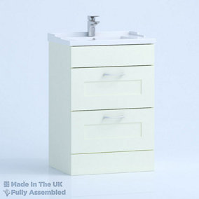 1000mm Traditional 2 Drawer Floor Standing Bathroom Vanity Basin Unit (Fully Assembled) - Oxford Matt Ivory